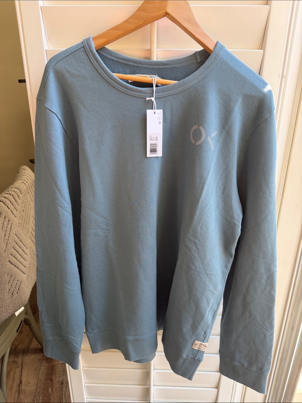 Outerknown Men's Lightweight Organic Cotton Sweatshirt in Dusty Blue
